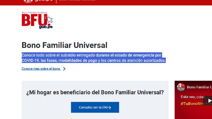 Segundo Bono Familiar Universal Cual Es La Plataforma Y Link Oficial Del Bfu As Peru